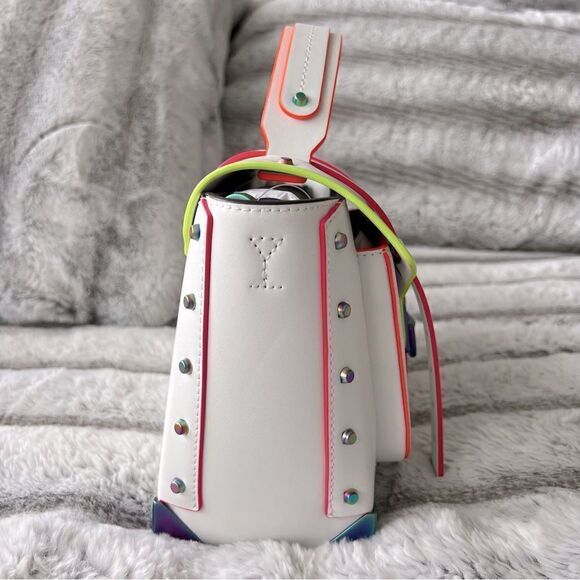 MICHAEL KORS Manhattan Medium Contrast-Trim Leather Satchel. - Picture 2 of 16